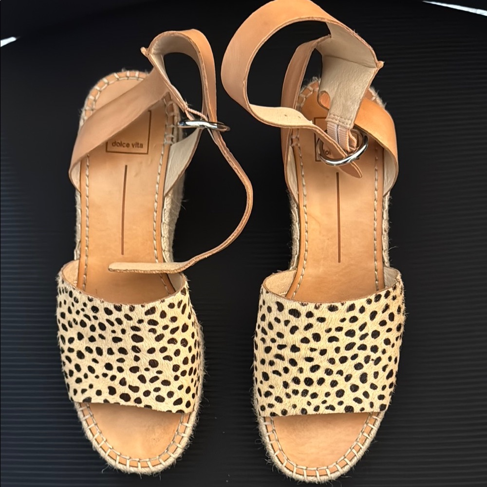 Dolce Vita Tan and Black Espadrille Shoes